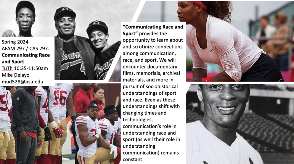 A poster for AFAM 297 / CAS 297 Communicating Race and Sport